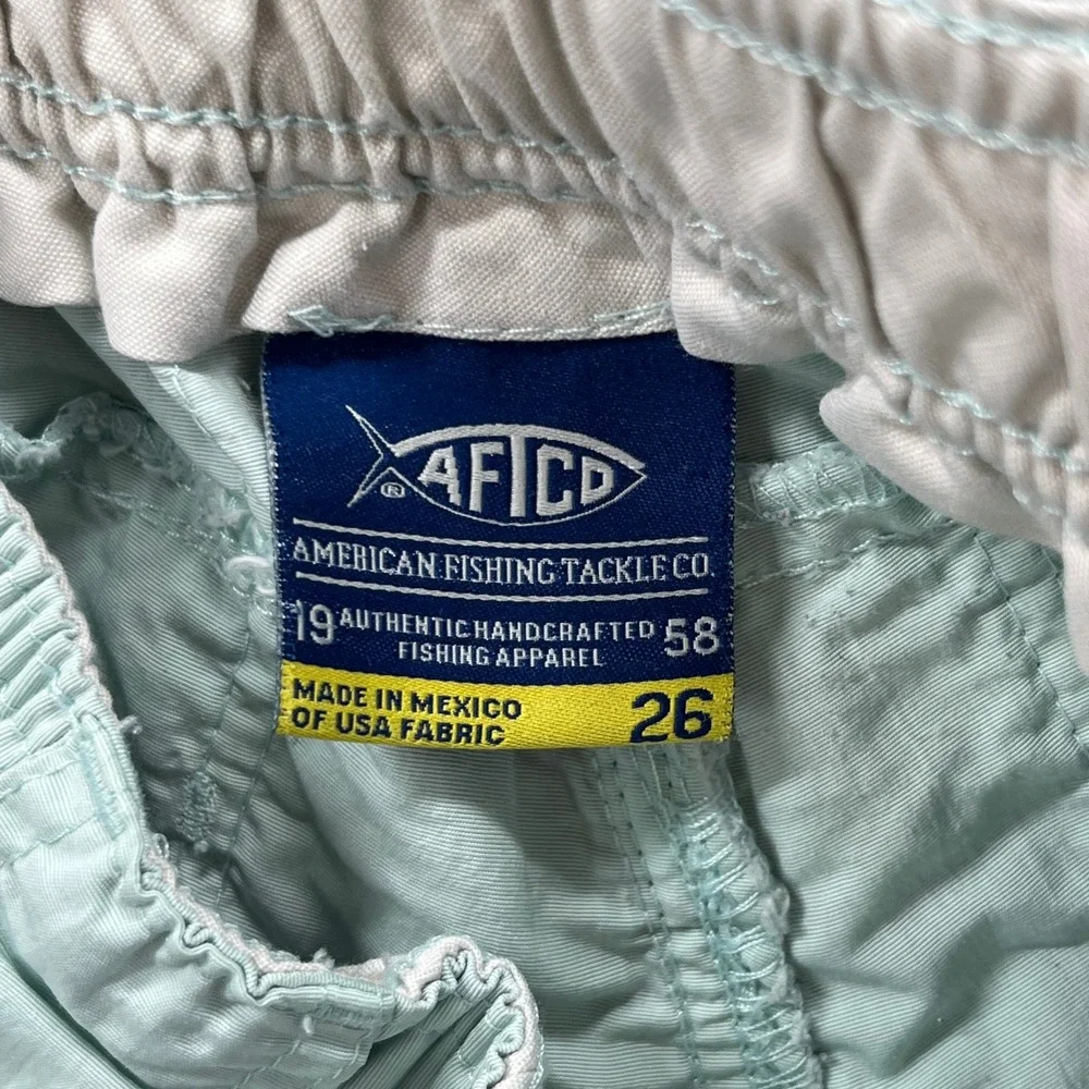 AFTCO M01 Fishing Shorts Boys 26 Mint Green Nylon Utility Cargo Gorpcore Angler